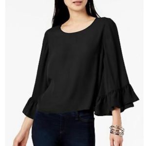 DREW Black Ruffle Sleeve Blouse